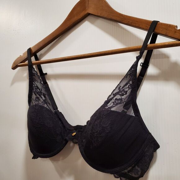 Natori 34B Black Cherry Blossom Bra 721191 Convertible Underwire Lace - Picture 4 of 7